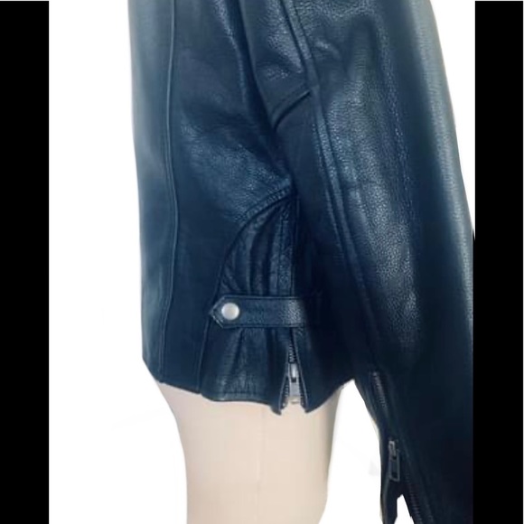 Z1R Woman’s BLACK LEATHER MOTORCYCLE JACKET ZIP OUT VEST LINER - Picture 3 of 4